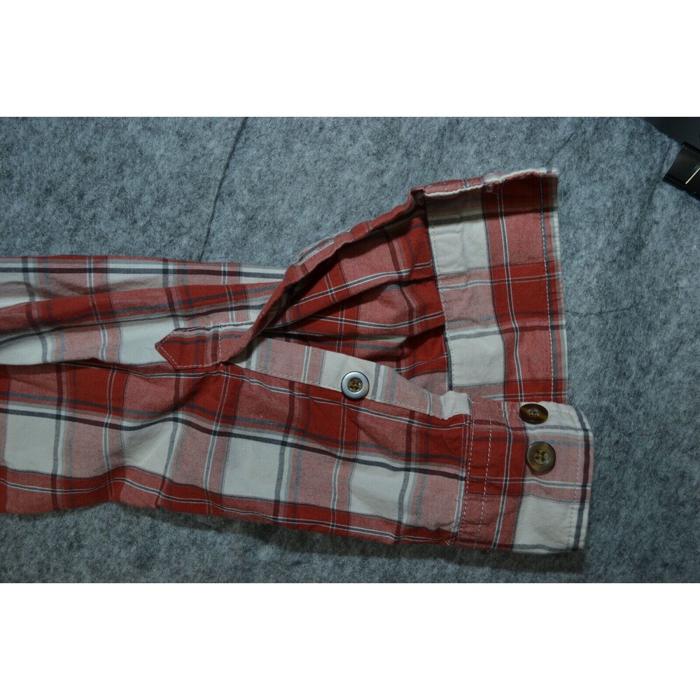 Carhartt Medium M Mens 100% Cotton Work Shirt Relaxed Fit Red Plaid Long‎ Sleeve - Picture 11 of 16